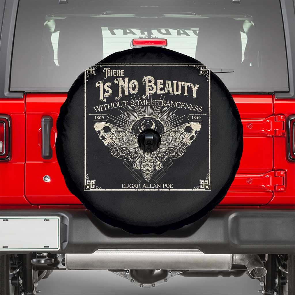 Funny Skull Moth Spare Tire Cover There Is No Beauty Without Some Strangeness Edgar Poe TS11 Black Print Your Wear
