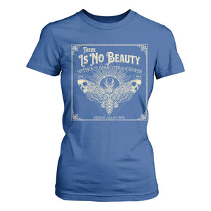 Funny Skull Moth T Shirt For Women There Is No Beauty Without Some Strangeness Edgar Poe TS11 Royal Blue Print Your Wear