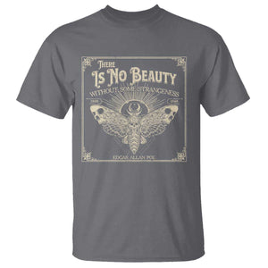 Funny Skull Moth T Shirt There Is No Beauty Without Some Strangeness Edgar Poe TS11 Charcoal Print Your Wear