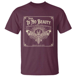 Funny Skull Moth T Shirt There Is No Beauty Without Some Strangeness Edgar Poe TS11 Maroon Print Your Wear