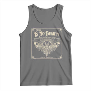 Funny Skull Moth Tank Top There Is No Beauty Without Some Strangeness Edgar Poe TS11 Black Heather Print Your Wear