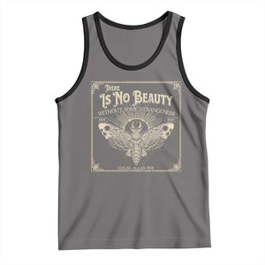 Funny Skull Moth Tank Top There Is No Beauty Without Some Strangeness Edgar Poe TS11 Deep Heather Black Print Your Wear
