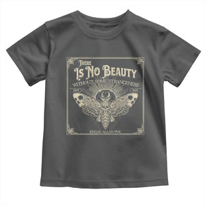 Funny Skull Moth Toddler T Shirt There Is No Beauty Without Some Strangeness Edgar Poe TS11 Dark Heather Print Your Wear