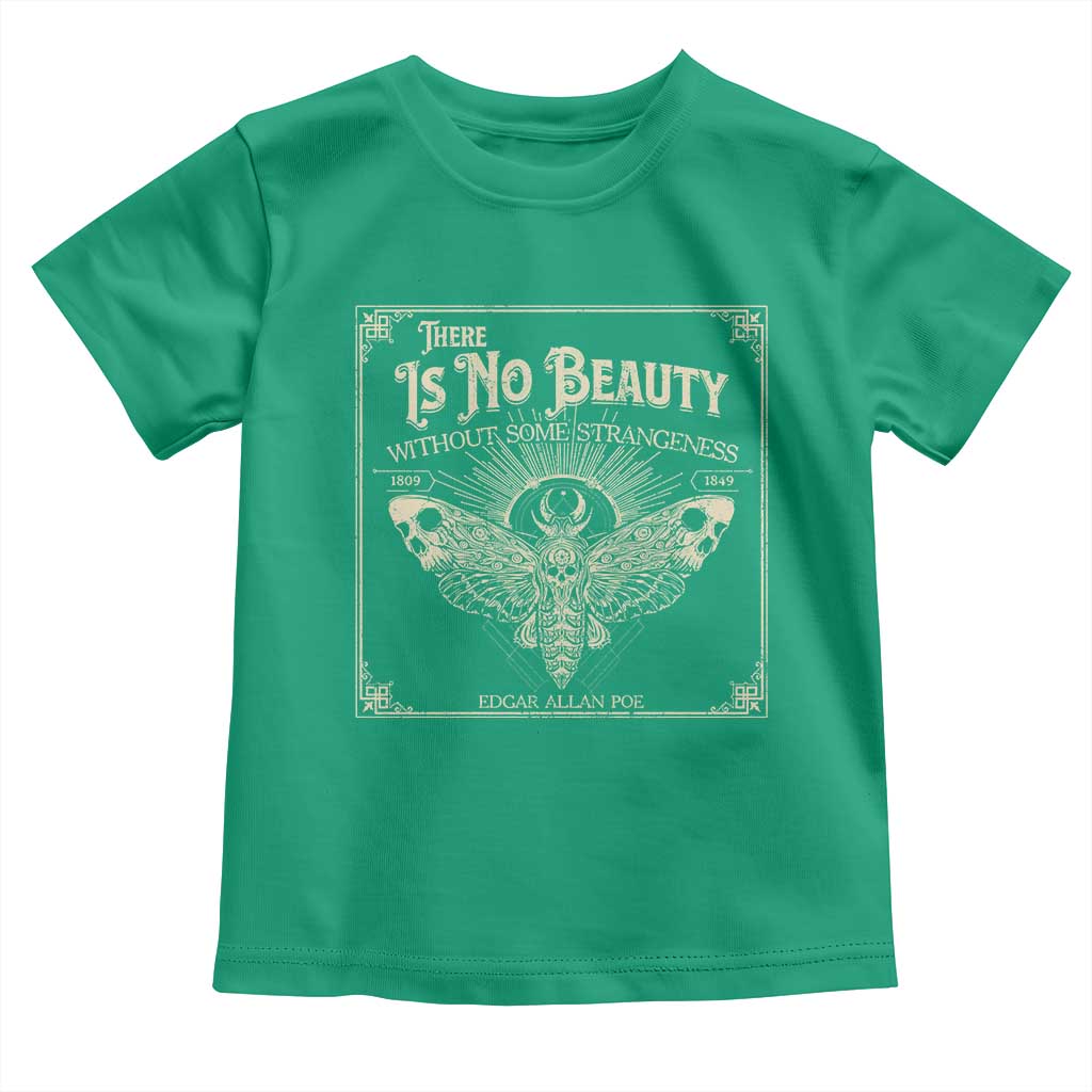 Funny Skull Moth Toddler T Shirt There Is No Beauty Without Some Strangeness Edgar Poe TS11 Irish Green Print Your Wear
