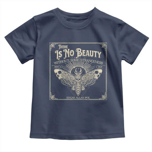 Funny Skull Moth Toddler T Shirt There Is No Beauty Without Some Strangeness Edgar Poe TS11 Navy Print Your Wear