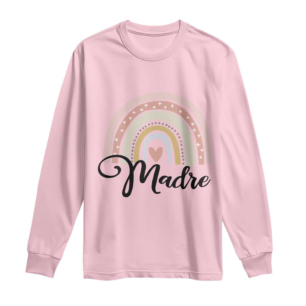 Funny Spanish Latina Mom Madre Long Sleeve Shirt Cute Rainbow TS11 Light Pink Print Your Wear
