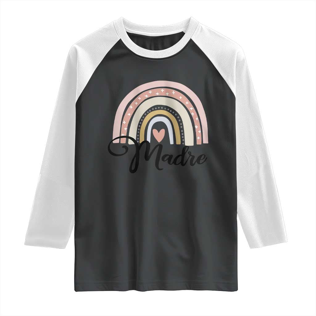 Funny Spanish Latina Mom Madre Raglan Shirt Cute Rainbow TS11 Black White Print Your Wear