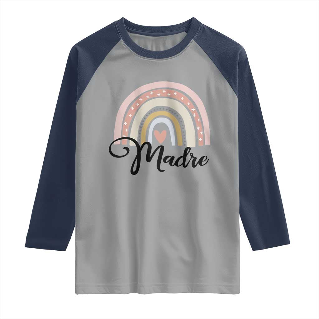 Funny Spanish Latina Mom Madre Raglan Shirt Cute Rainbow TS11 Sport Gray Navy Print Your Wear
