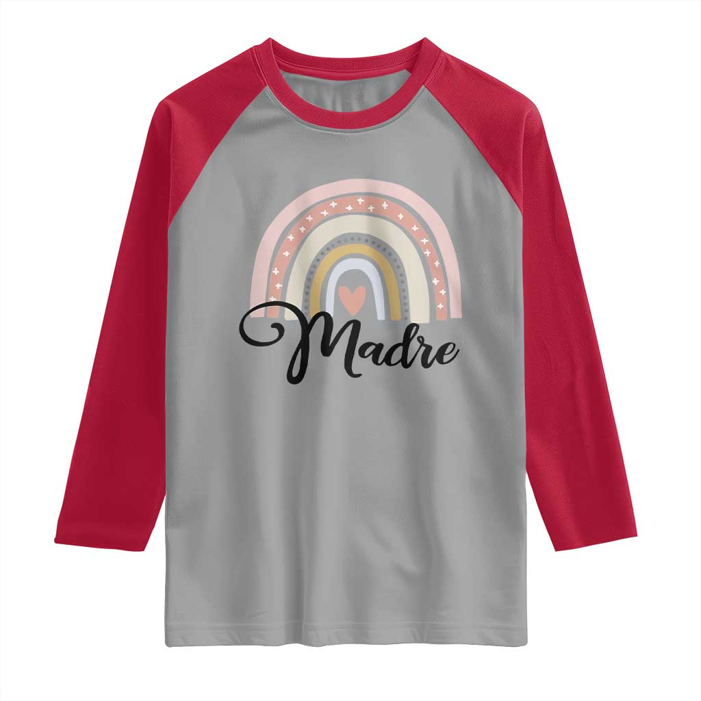 Funny Spanish Latina Mom Madre Raglan Shirt Cute Rainbow TS11 Sport Gray Red Print Your Wear