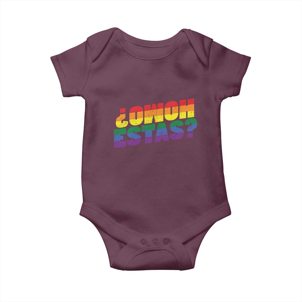 Funny Spanish Mexican Homo Estas Baby Onesie Gay Pride Ally LGBTQ Month TS11 Maroon Print Your Wear