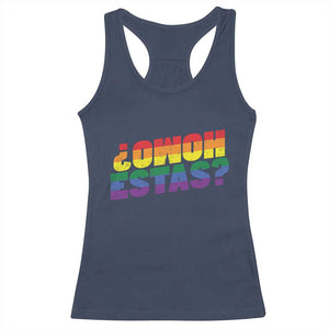 Funny Spanish Mexican Homo Estas Racerback Tank Top Gay Pride Ally LGBTQ Month TS11 Navy Print Your Wear