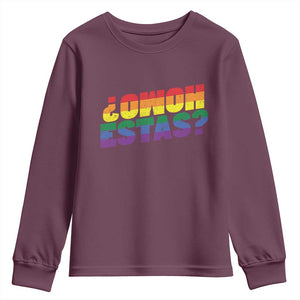 Funny Spanish Mexican Homo Estas Youth Sweatshirt Gay Pride Ally LGBTQ Month TS11 Maroon Print Your Wear