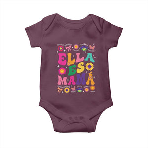 Funny Spanish Mom Baby Onesie Ella Es Mama Latina Mother's Day TS11 Maroon Print Your Wear