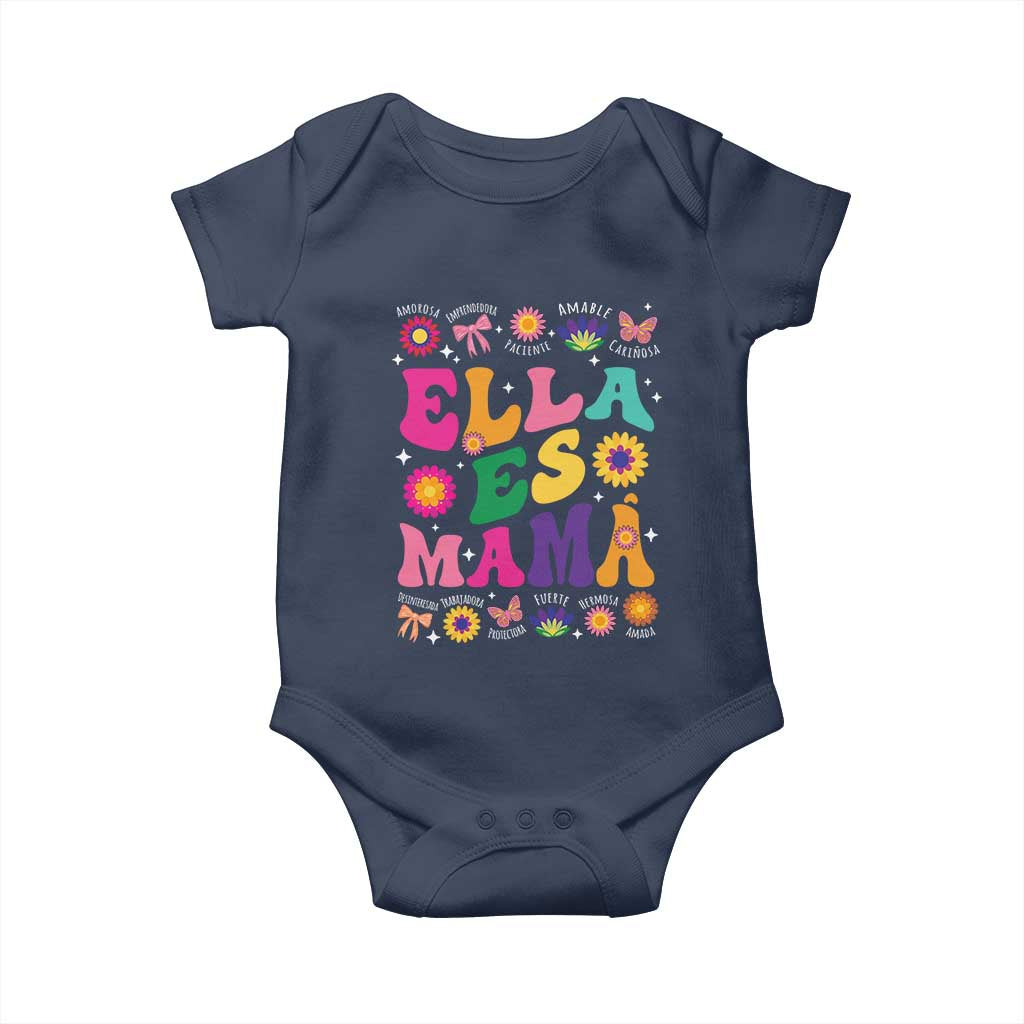 Funny Spanish Mom Baby Onesie Ella Es Mama Latina Mother's Day TS11 Navy Print Your Wear