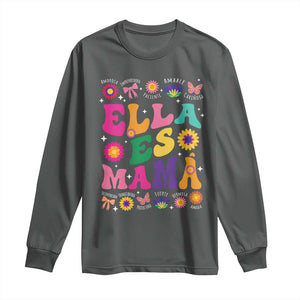 Funny Spanish Mom Long Sleeve Shirt Ella Es Mama Latina Mother's Day TS11 Dark Heather Print Your Wear