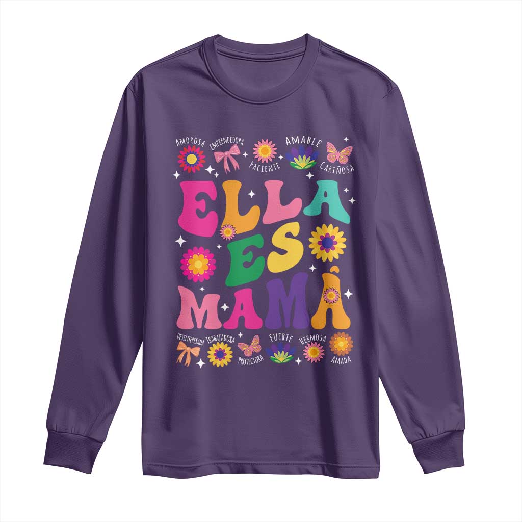 Funny Spanish Mom Long Sleeve Shirt Ella Es Mama Latina Mother's Day TS11 Purple Print Your Wear