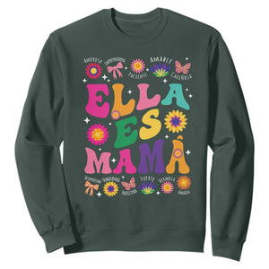 Funny Spanish Mom Sweatshirt Ella Es Mama Latina Mother's Day TS11 Dark Forest Green Print Your Wear