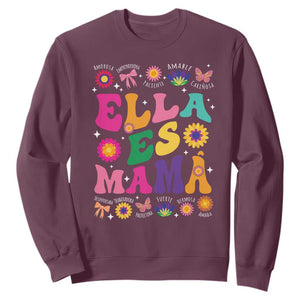 Funny Spanish Mom Sweatshirt Ella Es Mama Latina Mother's Day TS11 Maroon Print Your Wear