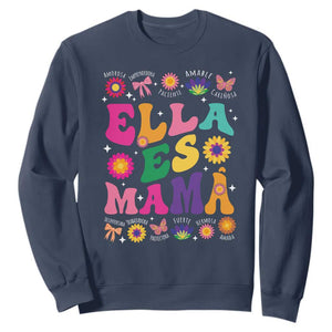 Funny Spanish Mom Sweatshirt Ella Es Mama Latina Mother's Day TS11 Navy Print Your Wear