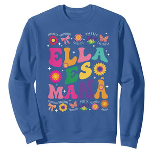 Funny Spanish Mom Sweatshirt Ella Es Mama Latina Mother's Day TS11 Royal Blue Print Your Wear