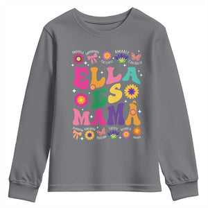 Funny Spanish Mom Youth Sweatshirt Ella Es Mama Latina Mother's Day TS11 Charcoal Print Your Wear