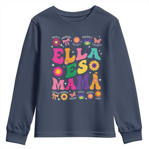 Funny Spanish Mom Youth Sweatshirt Ella Es Mama Latina Mother's Day TS11 Navy Print Your Wear