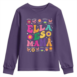 Funny Spanish Mom Youth Sweatshirt Ella Es Mama Latina Mother's Day TS11 Purple Print Your Wear