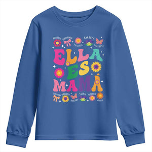Funny Spanish Mom Youth Sweatshirt Ella Es Mama Latina Mother's Day TS11 Royal Blue Print Your Wear