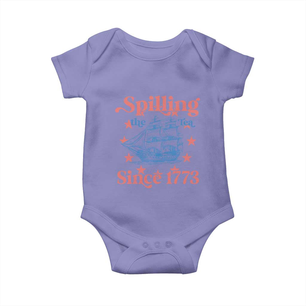 Funny Spilling The Tea Since 1776 Baby Onesie Us History Teacher 4th Of July TS11 Violet Print Your Wear