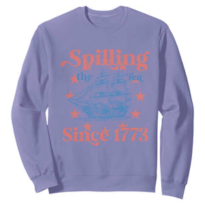 Funny Spilling The Tea Since 1776 Sweatshirt Us History Teacher 4th Of July TS11 Violet Print Your Wear