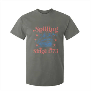 Funny Spilling The Tea Since 1776 T Shirt For Kid Us History Teacher 4th Of July TS11 Military Green Print Your Wear