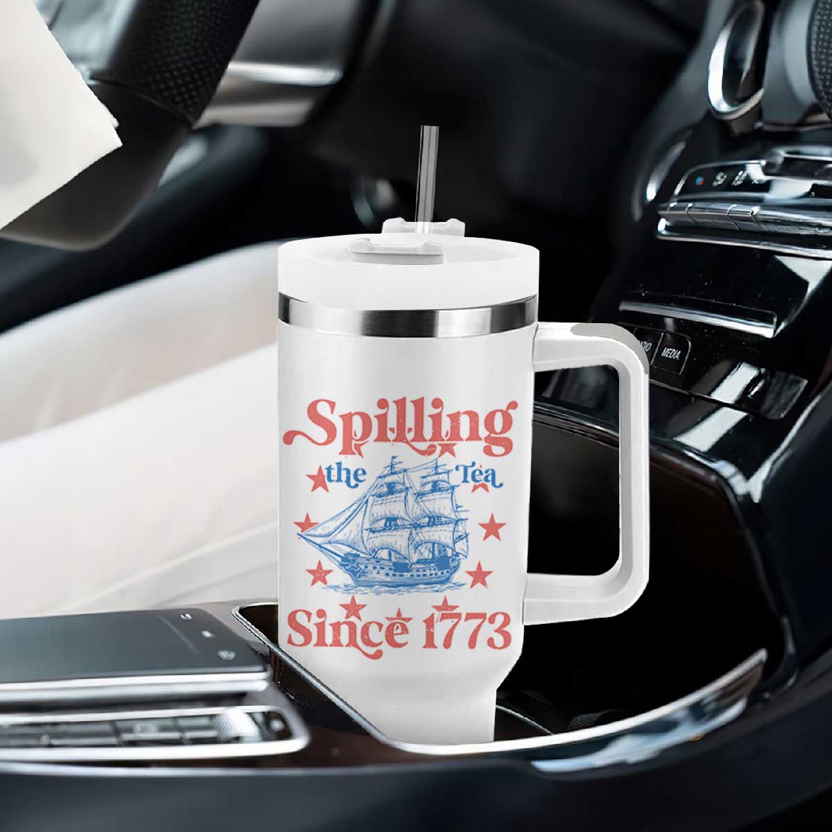 Funny Spilling The Tea Since 1776 Tumbler With Handle Us History Teacher 4th Of July TS11 Print Your Wear