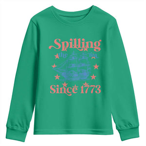 Funny Spilling The Tea Since 1776 Youth Sweatshirt Us History Teacher 4th Of July TS11 Irish Green Print Your Wear