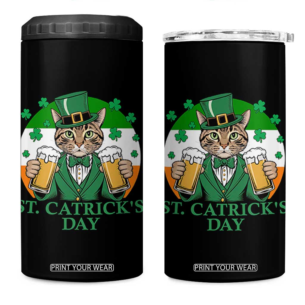 Funny St Catrick's Day Beer 4 in 1 Can Cooler Tumbler St Patrick's Day Cat Beer Shamrock TS11 One Size: 16 oz Black Print Your Wear