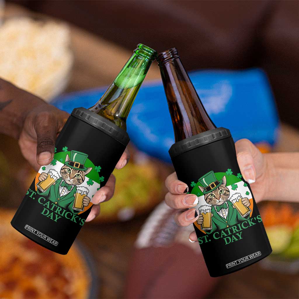 Funny St Catrick's Day Beer 4 in 1 Can Cooler Tumbler St Patrick's Day Cat Beer Shamrock TS11 Print Your Wear