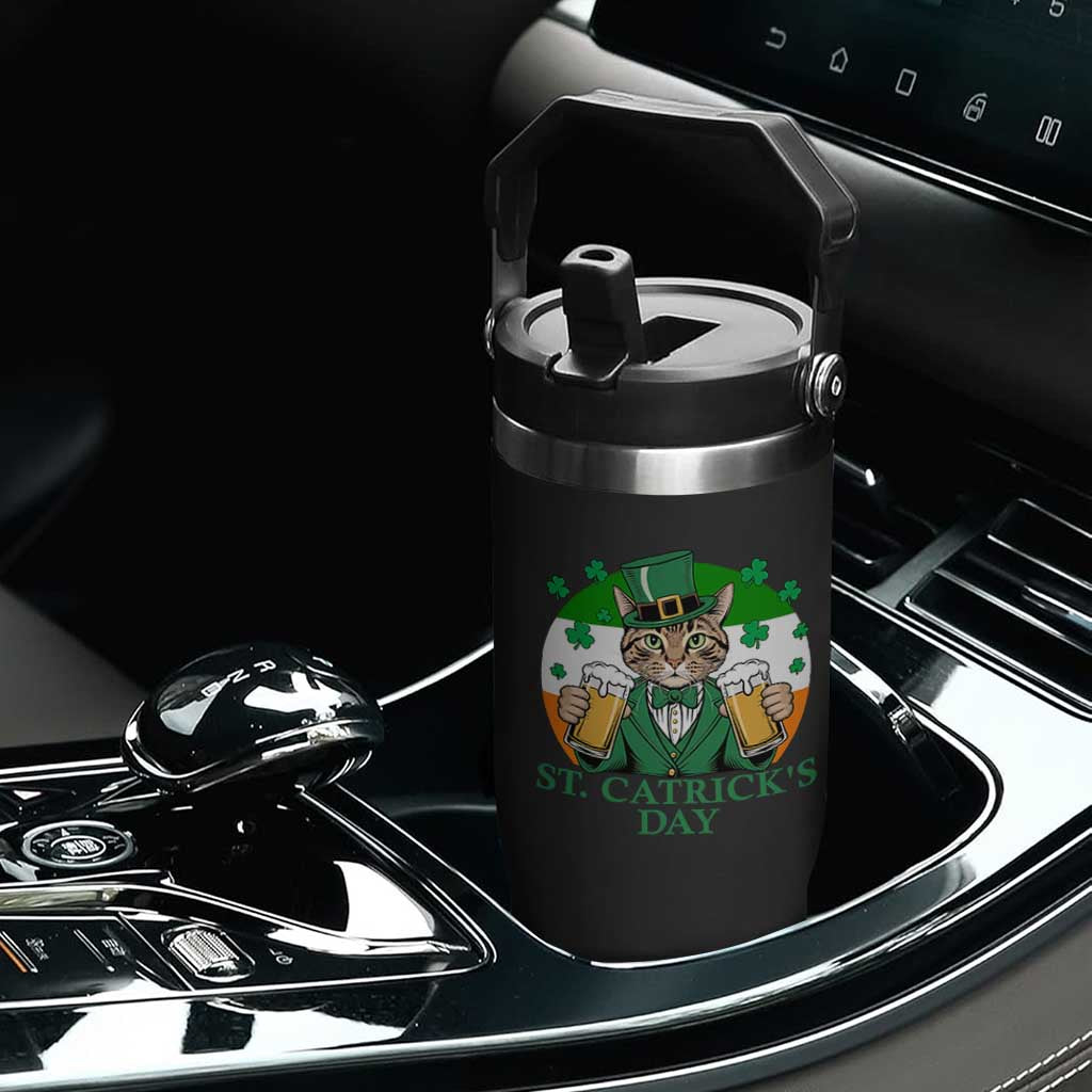 Funny St Catrick's Day Beer Flip Straw Tumbler St Patrick's Day Cat Beer Shamrock TS11 Print Your Wear