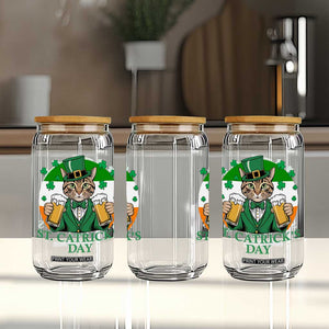 Funny St Catrick's Day Beer Glass Can St Patrick's Day Cat Beer Shamrock TS11 Print Your Wear