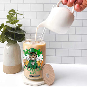 Funny St Catrick's Day Beer Glass Can St Patrick's Day Cat Beer Shamrock TS11 Print Your Wear
