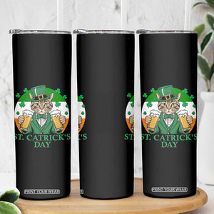 Funny St Catrick's Day Beer Skinny Tumbler St Patrick's Day Cat Beer Shamrock TS11 Print Your Wear