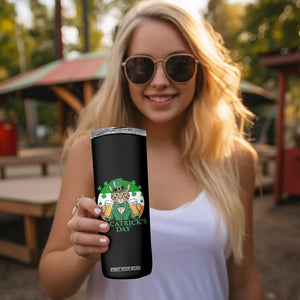 Funny St Catrick's Day Beer Skinny Tumbler St Patrick's Day Cat Beer Shamrock TS11 Print Your Wear