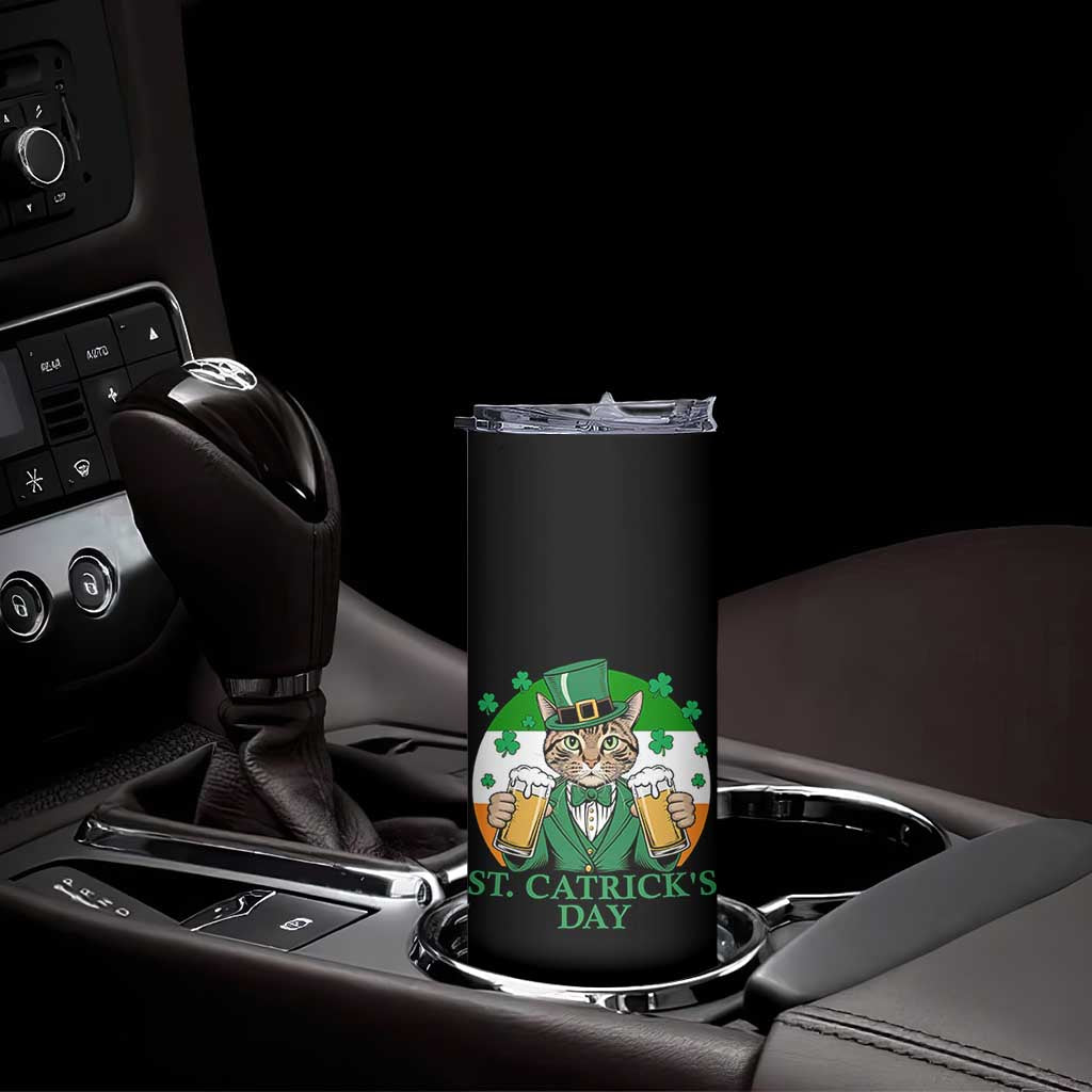 Funny St Catrick's Day Beer Skinny Tumbler St Patrick's Day Cat Beer Shamrock TS11 Print Your Wear