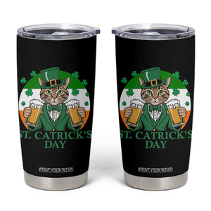 Funny St Catrick's Day Beer Tumbler Cup St Patrick's Day Cat Beer Shamrock TS11 Black Print Your Wear