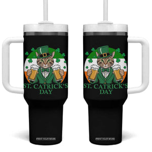 Funny St Catrick's Day Beer Tumbler With Handle St Patrick's Day Cat Beer Shamrock TS11 One Size: 40 oz Black Print Your Wear
