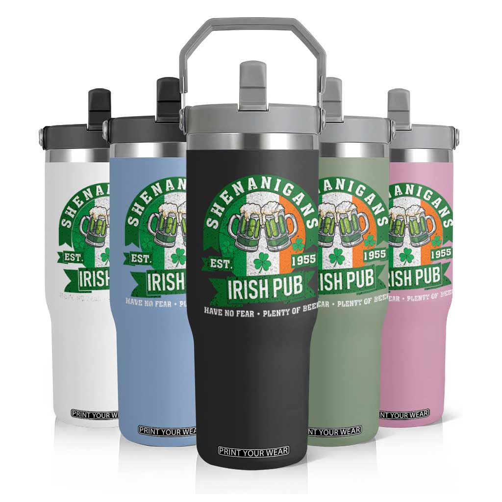 Funny St Patrick's Day Beer Drinking Flip Straw Tumbler Shenanigans Irish Pub Have No Fear Plenty Of Beer TS11 Print Your Wear