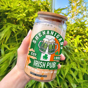 Funny St Patrick's Day Beer Drinking Glass Can Shenanigans Irish Pub Have No Fear Plenty Of Beer TS11 Print Your Wear