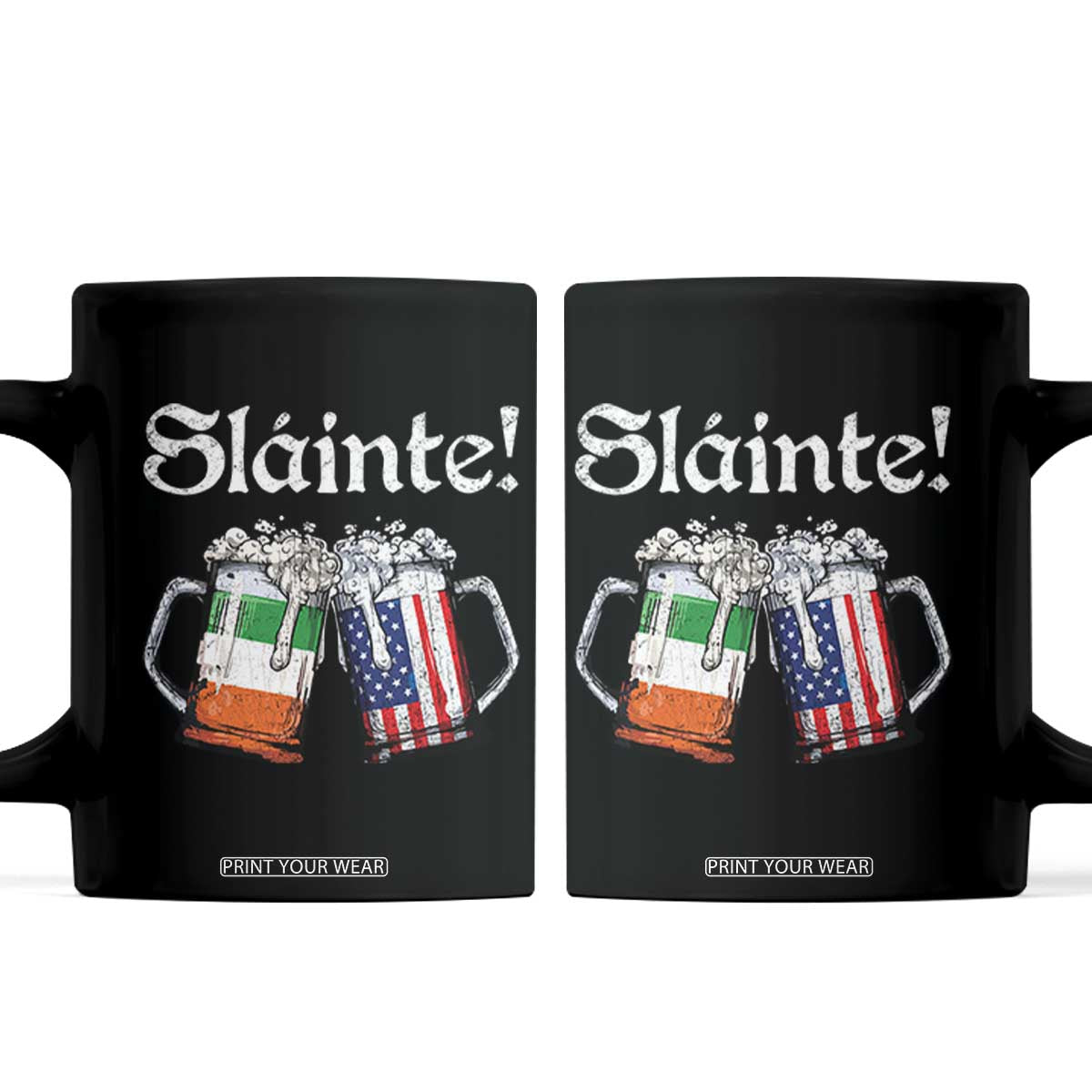 Funny St Patrick's Day Beer Drinking Slainte Coffee Mug Irish American Beer TS11 Black Print Your Wear