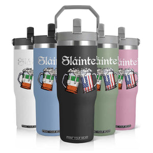 Funny St Patrick's Day Beer Drinking Slainte Flip Straw Tumbler Irish American Beer TS11 Print Your Wear