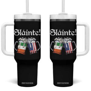 Funny St Patrick's Day Beer Drinking Slainte Tumbler With Handle Irish American Beer TS11 One Size: 40 oz Black Print Your Wear