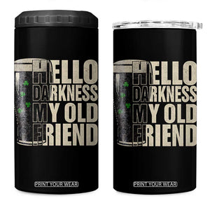 Funny St Patrick's Day Black Irish Beer 4 in 1 Can Cooler Tumbler Hello Darkness My Old Friend Shamrock TS11 One Size: 16 oz Black Print Your Wear