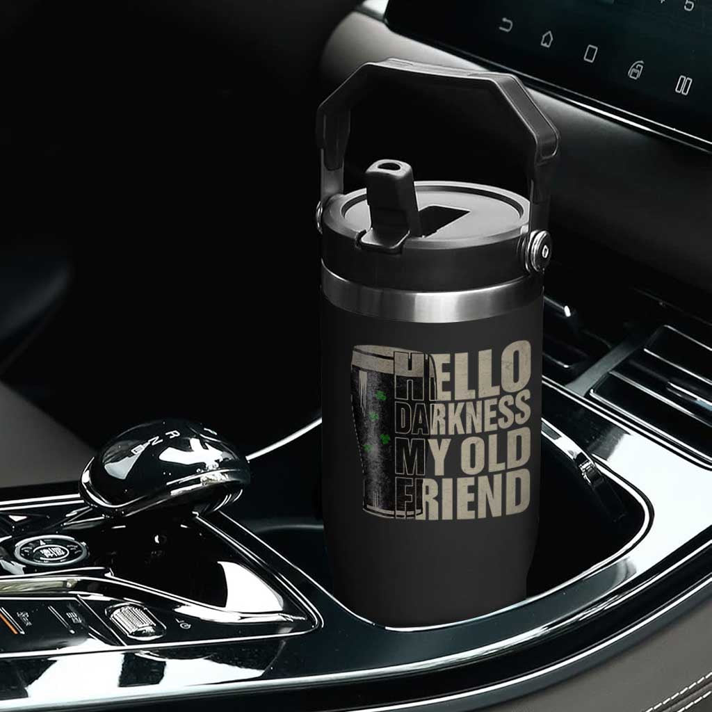 Funny St Patrick's Day Black Irish Beer Flip Straw Tumbler Hello Darkness My Old Friend Shamrock TS11 Print Your Wear